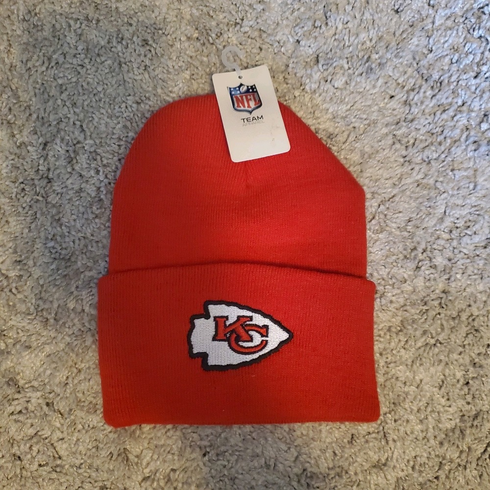 NWT Team Apparel Kansas City Chiefs Red Wool Knit Hat Stretch Fit Embroidered